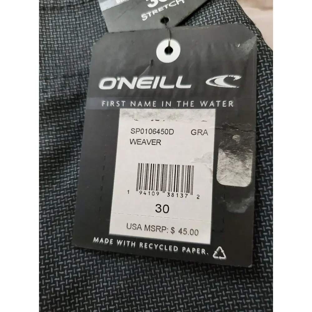 O’Neill Men’s Board Shorts Size 30 Gray Stretch Below Knee 21” NWT